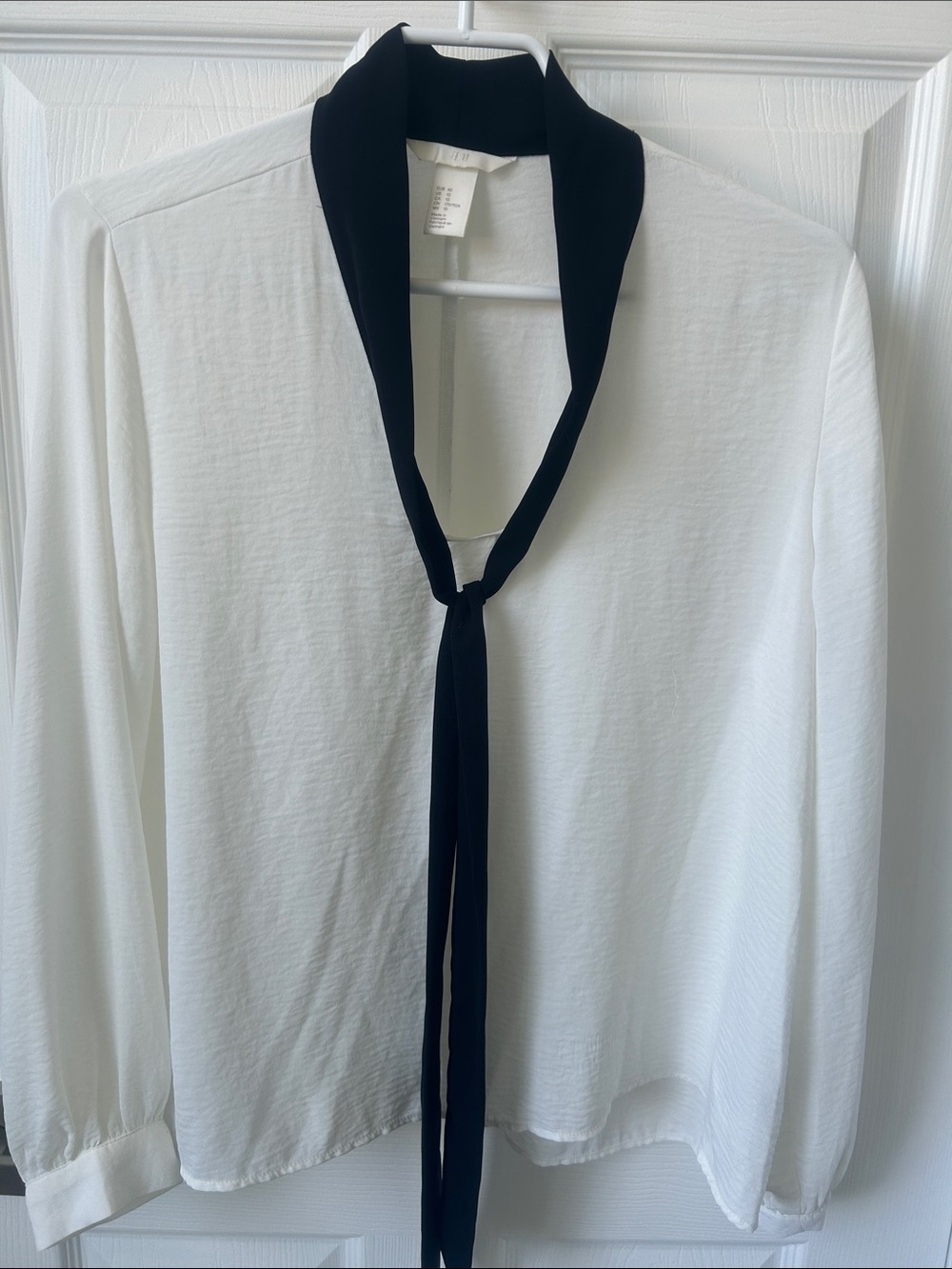 H&M White Dress Shirt with Black Tie Collar